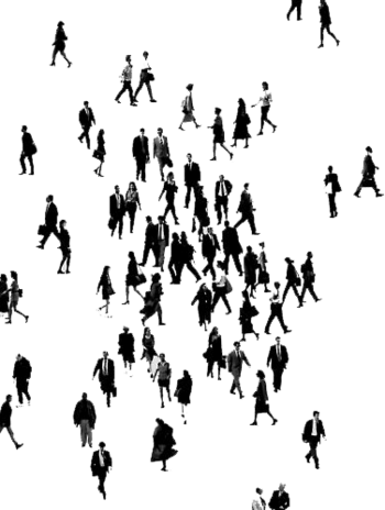 聚拢分散行走中的人