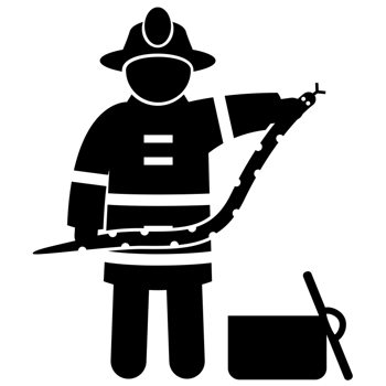 卡通消防员救人剪影