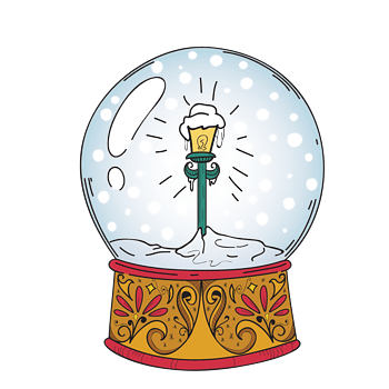 矢量手绘圣诞玻璃球灯柱