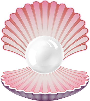 粉色贝壳装着珍珠立体矢量图