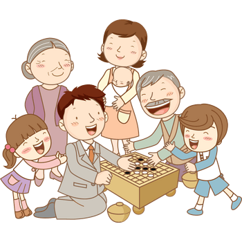 卡通开心全家下围棋