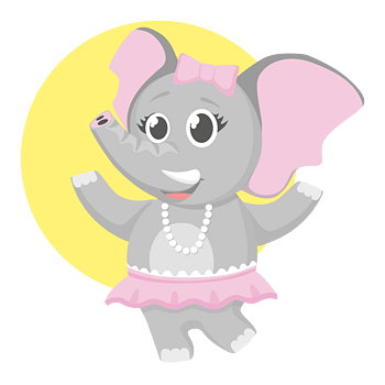 卡通手绘雌性跳舞大象