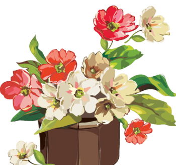 卡通手绘花花盆