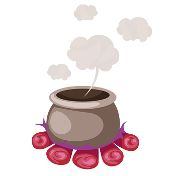 矢量卡通火焰砂锅