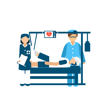 矢量蓝色卡通图案医生问诊