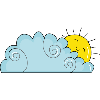 卡通手绘蓝色云朵太阳