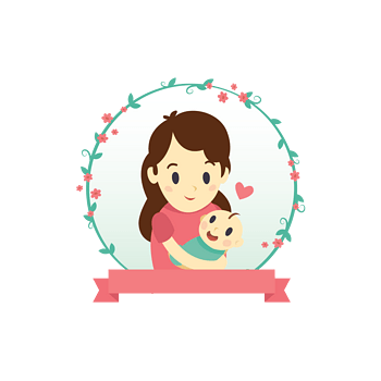 卡通母子母亲节贺卡矢量素材