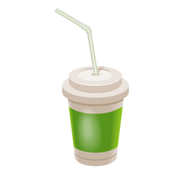 绿色质感卡通饮料杯