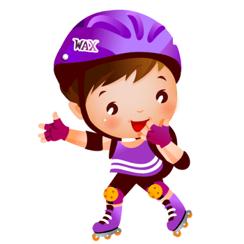 学习滑旱冰的小孩