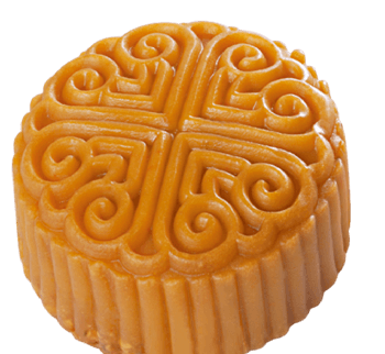 手绘黄色花纹月饼图案