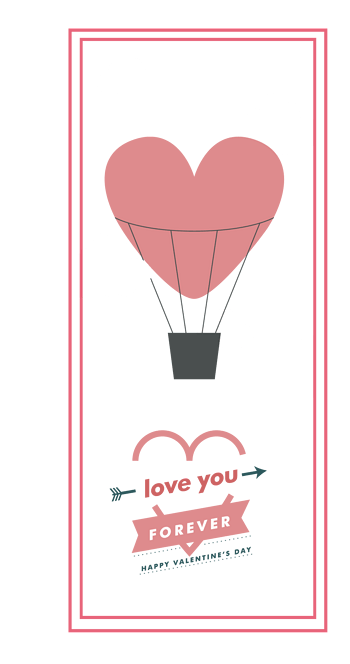 热气球情人节卡片模板