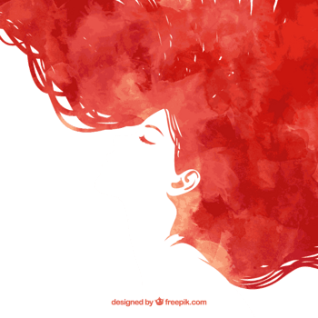 水彩女子侧脸矢量素材