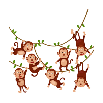 猴子爬树矢量图图片