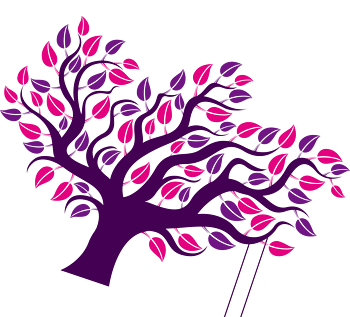 蓝紫色树简易画卡通手绘