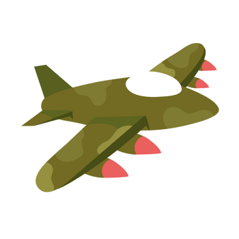 绿色卡通军用飞机