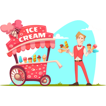 卖雪糕场景卡通手绘