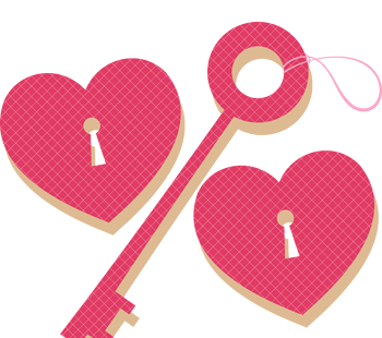 矢量手绘爱心与钥匙