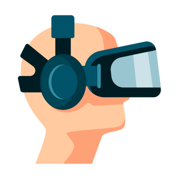 卡通人佩戴3dvr眼镜