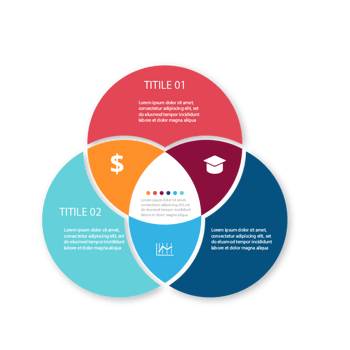 手绘彩色半透明重叠圆形矢量图