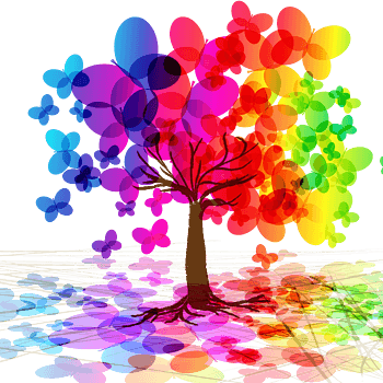 七彩大树矢量素材