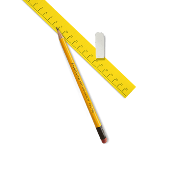 黄色铅笔尺子和橡皮