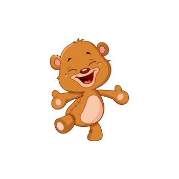 一只开心大笑的卡通熊玩偶
