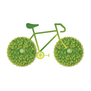 树叶拼成的环保自行车矢量素材