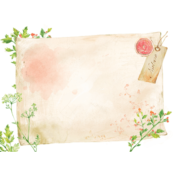 小清新绿叶彩绘信封插画