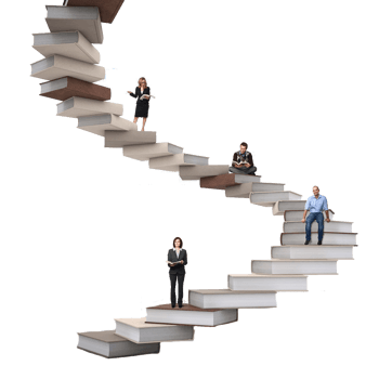 站在书本台阶上的人
