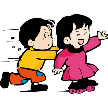 小伙伴玩轮滑