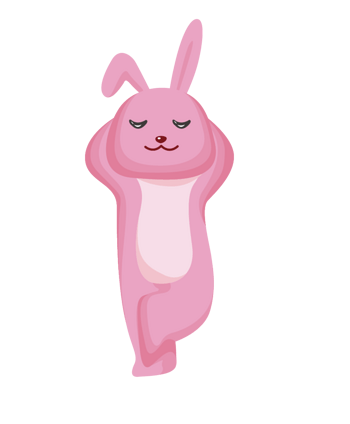 伸懒腰睡觉的兔子