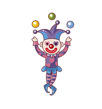 卡通耍杂技的小丑图