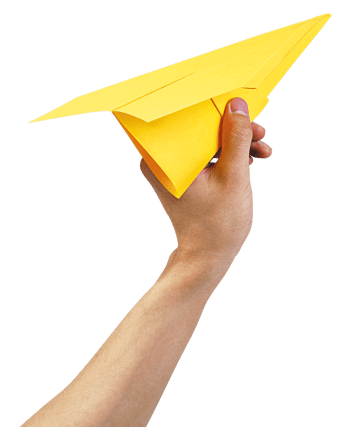 手拿纸飞机