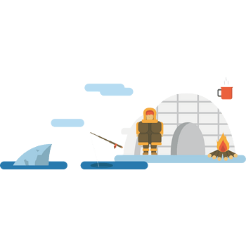 矢量南极北极户外垂钓