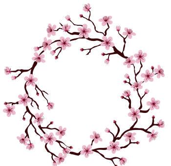 粉色手绘樱花树枝