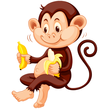 卡通动物小猴子吃香蕉