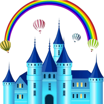 彩虹 城堡 彩色卡通楼房