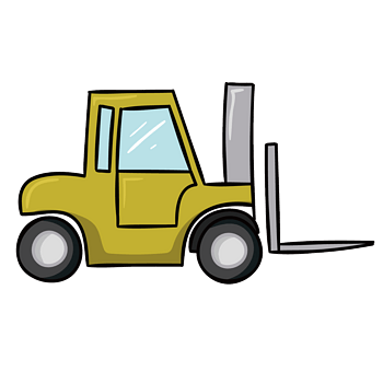 矢量卡通黄色叉车扁平手绘