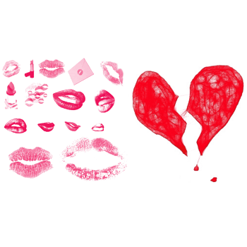 粉色唇印爱心