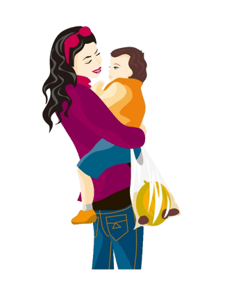 辣妈带娃购物免抠素材