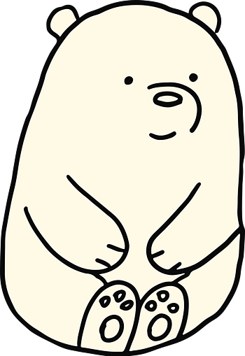 手绘线条端坐可爱小熊