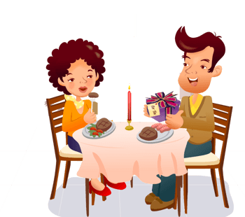 烛光晚餐的恋人矢量图