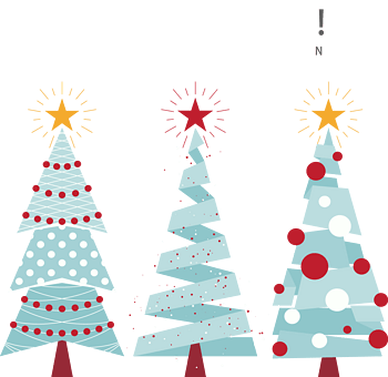 卡通矢量三棵白色圣诞树