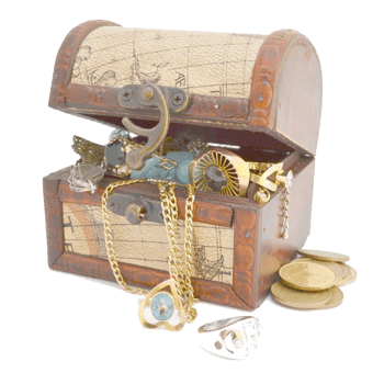 装满箱子的金银财宝