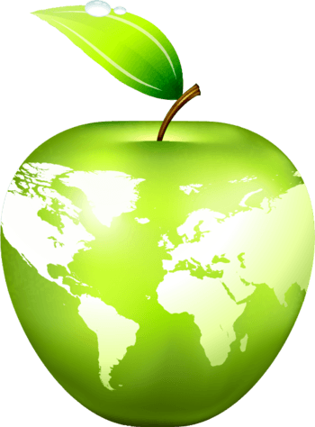 矢量手绘苹果上的地球