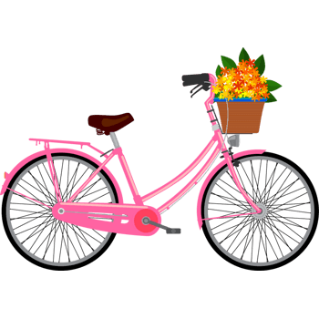 万素网 免抠元素 卡通手绘 粉色自行车心形气球