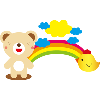 手绘彩虹小熊云朵