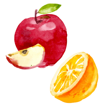 水彩矢量苹果和橙子组合