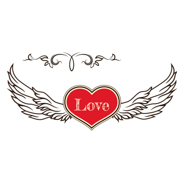 带复古翅膀的心形矢量图