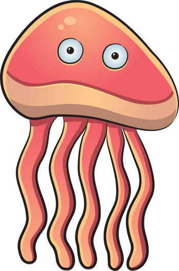 卡通手绘墨鱼png